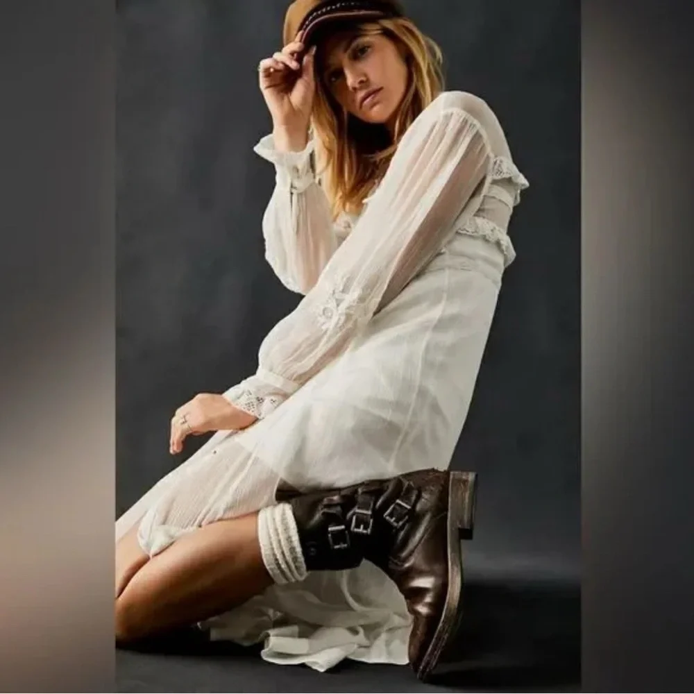 We The Free Dark Brown Buckle Combat Boots - Picture 2 of 11